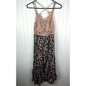 Umgee Pink Lace top‎ Leopard Print Dress Size Medium